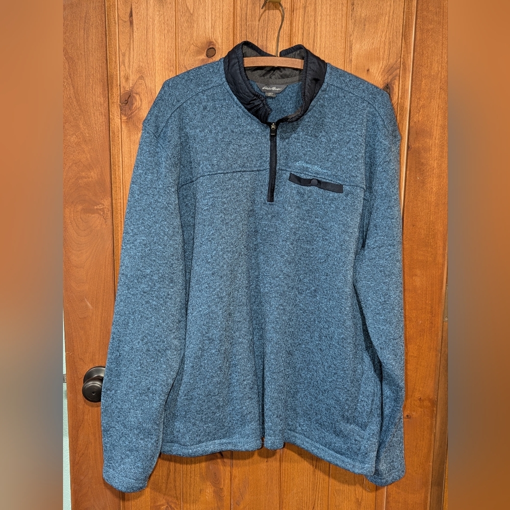 Eddie Bauer Men's Heathered Blue Zip-Up Sweater